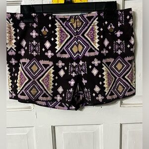 Tory Burch Brown Purple IKat Pattern Shorts Size 4
